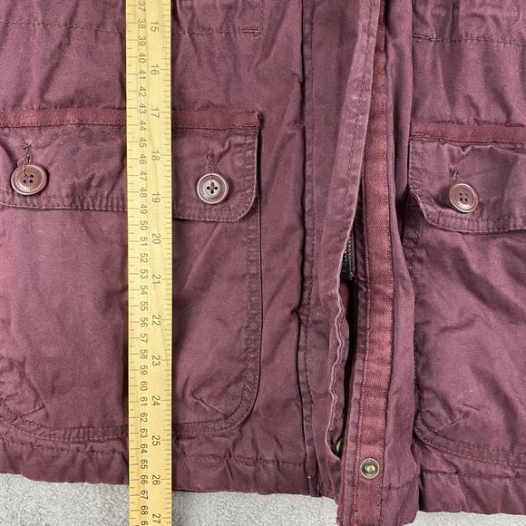 American Eagle Jacket Womens Small Burgundy Hooded Parka Utility Pockets Sherpa - Picture 16 of 16